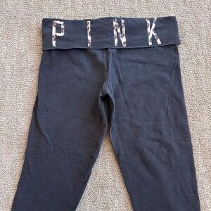 Y2K Victoria's Secret PINK Vintage Foldover Crop Yoga Pants Leopard Medium